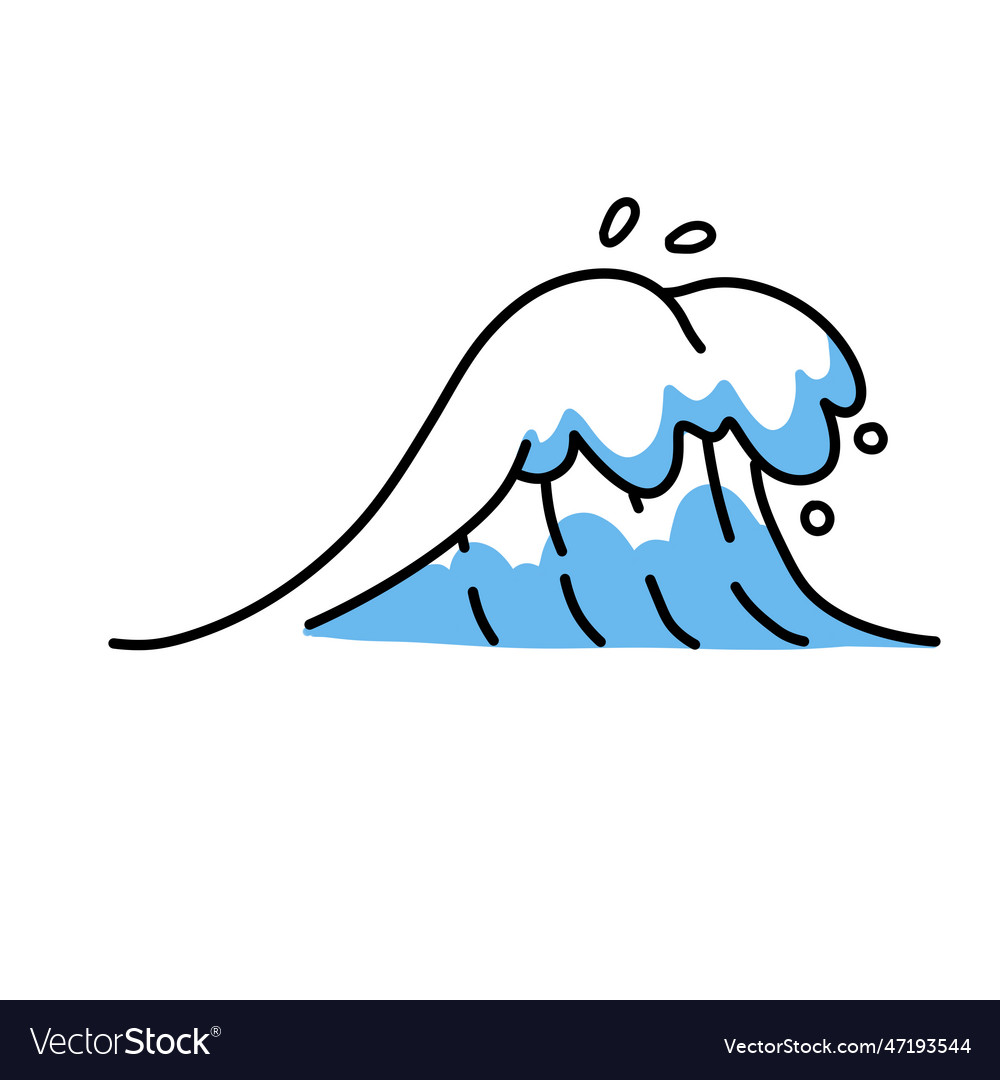 Ocean wave symbol linear icon Royalty Free Vector Image