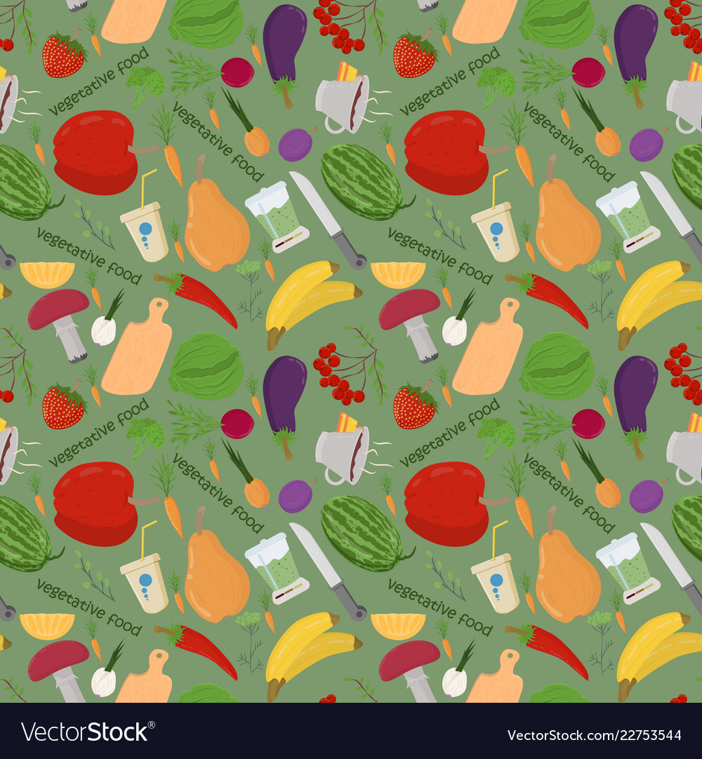 Seamless 9 pattern flat style vegetables and Vector Image