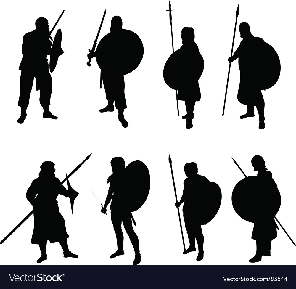 Warrior Silhouettes Royalty Free Vector Image Vectorstock