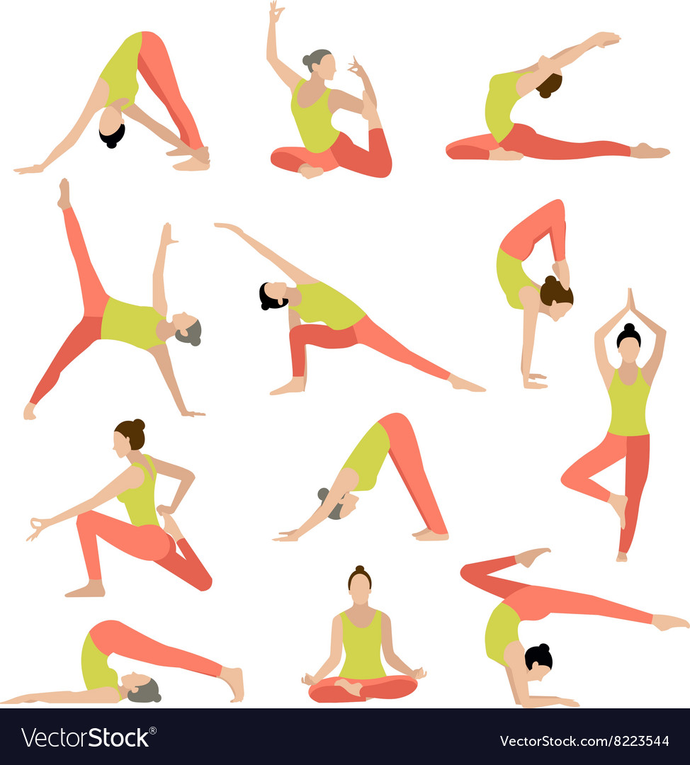 Yoga set women Royalty Free Vector Image - VectorStock