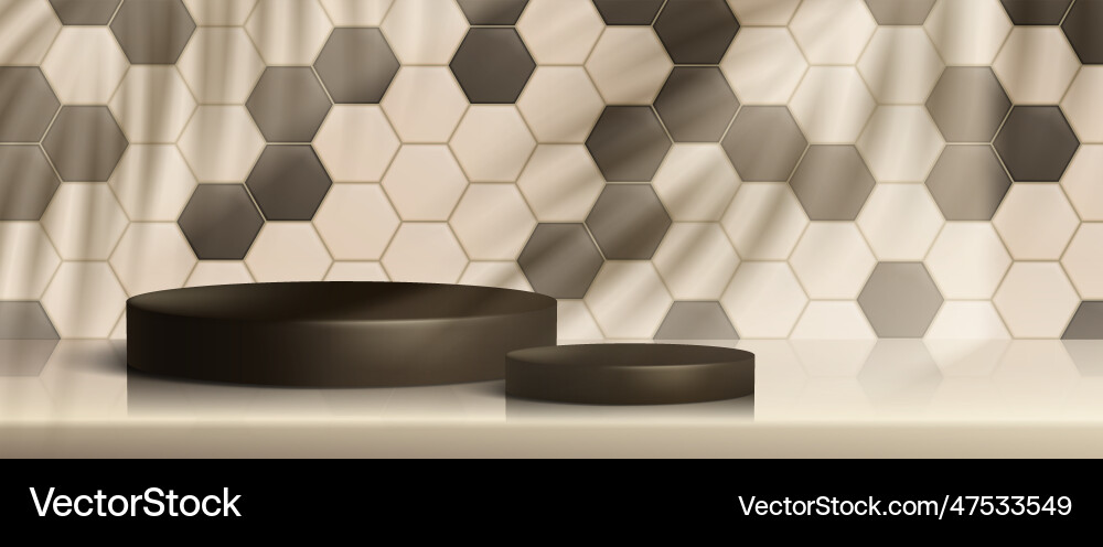 3d kitchen background with display product podium Vector Image