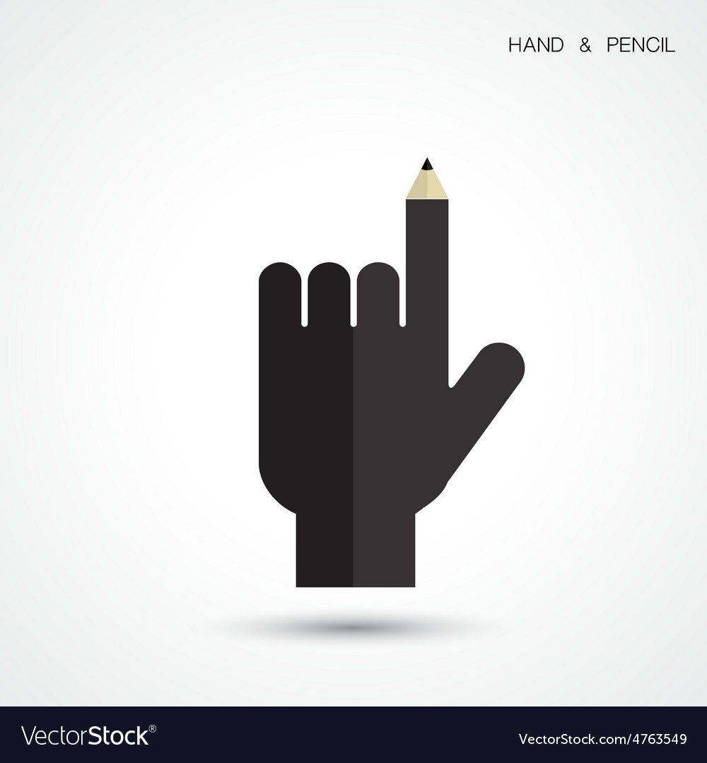 Creative pencil and hand icon abstract