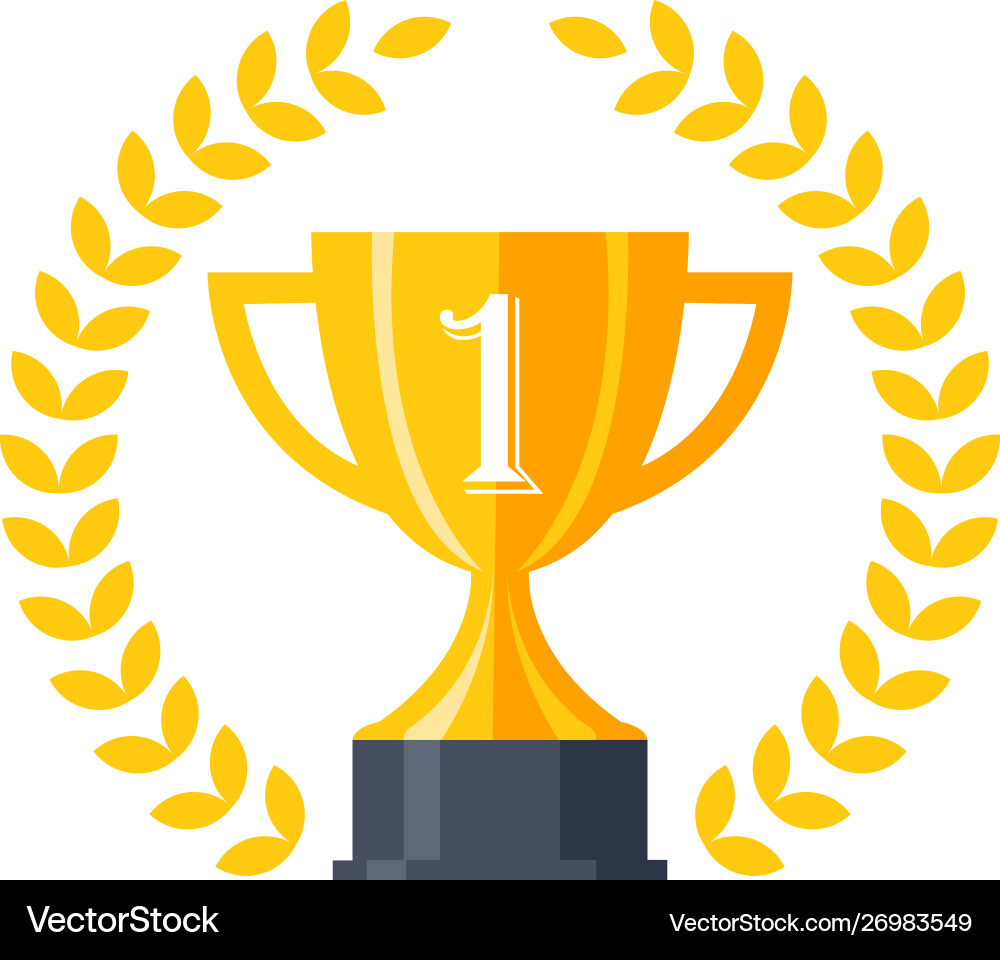 Flat golden trophy Royalty Free Vector Image - VectorStock