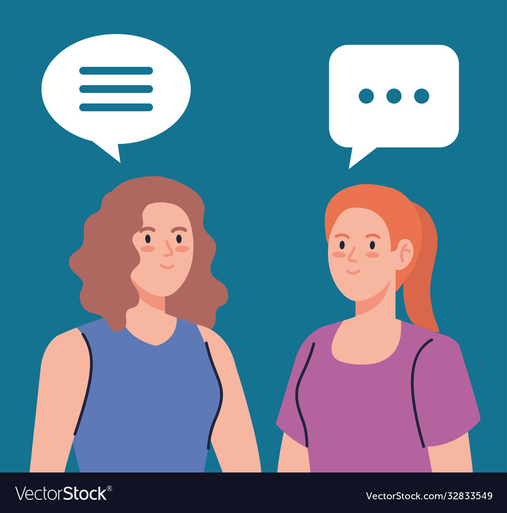 Group young women talking Royalty Free Vector Image