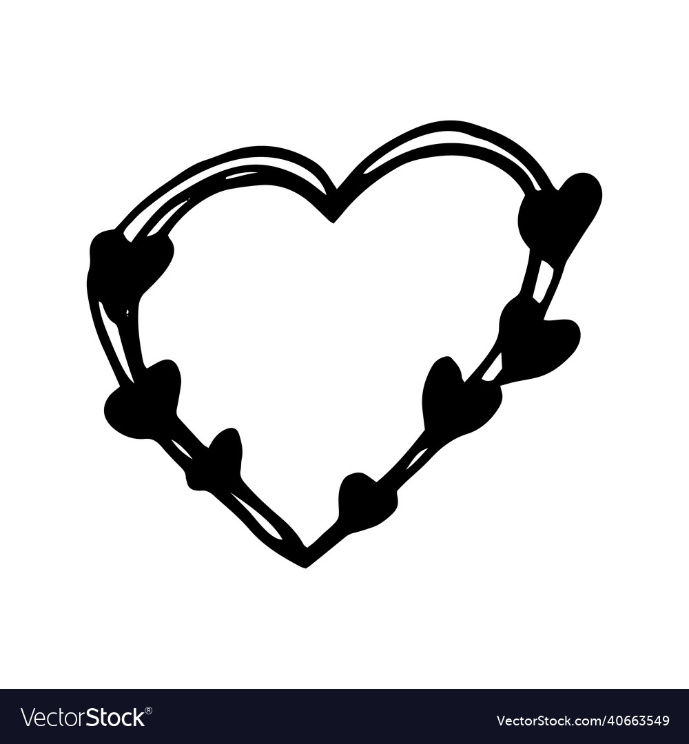 Heart frame border hand drawn doodle Royalty Free Vector