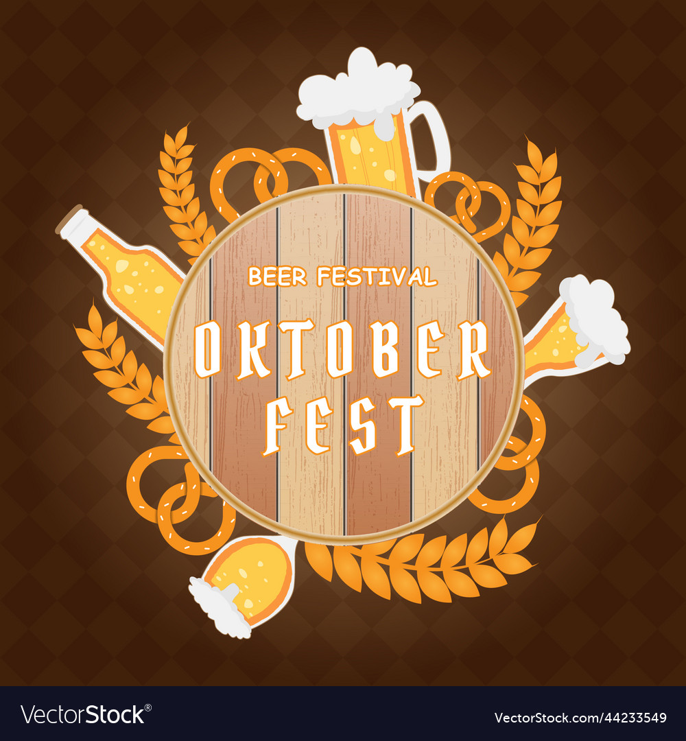 Oktoberfest party poster with fresh dark beer