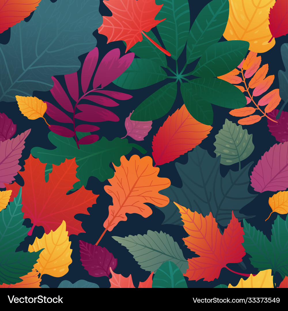 Seamless background with autumn leaf pattern Vector Image