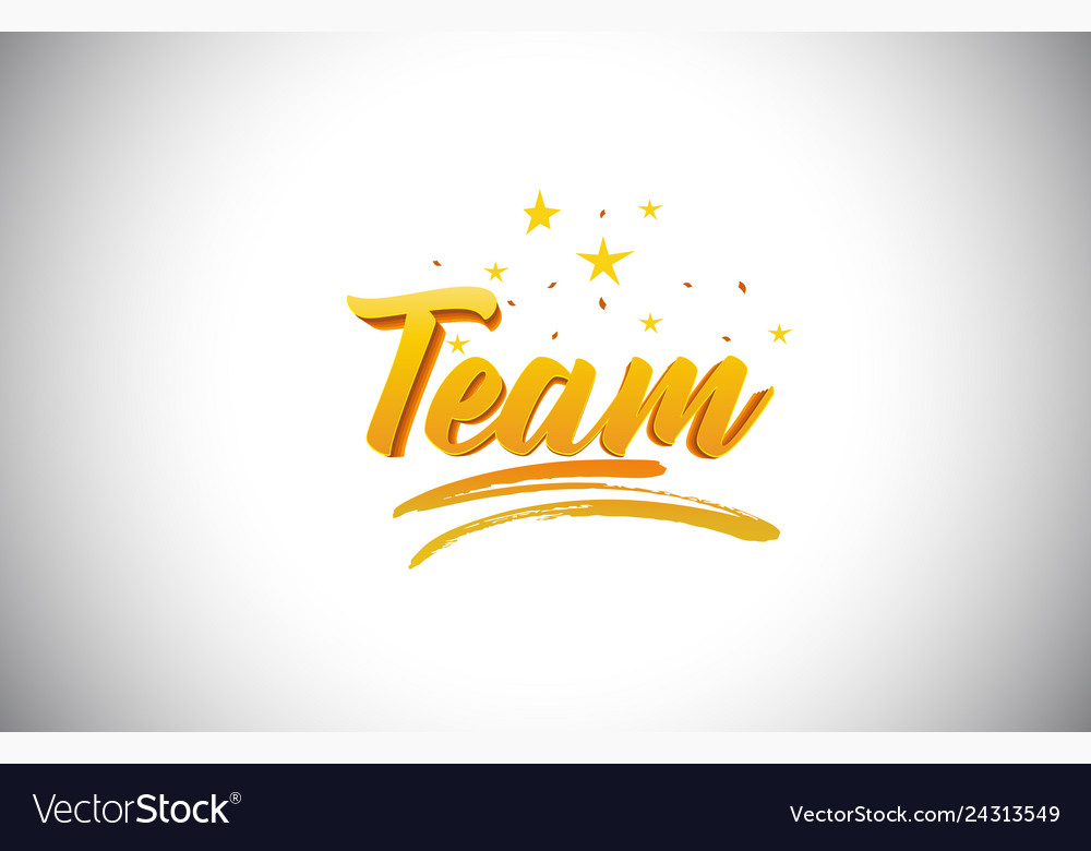 team-golden-yellow-word-text-with-handwritten-vector-image