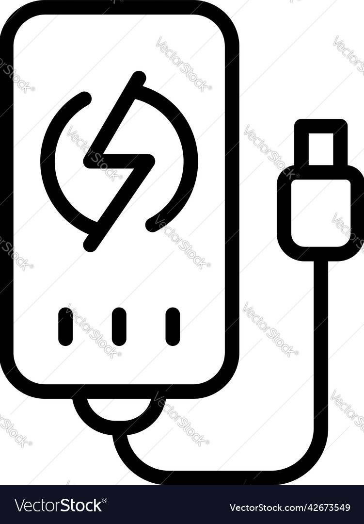 Usb phone charge icon outline power Royalty Free Vector