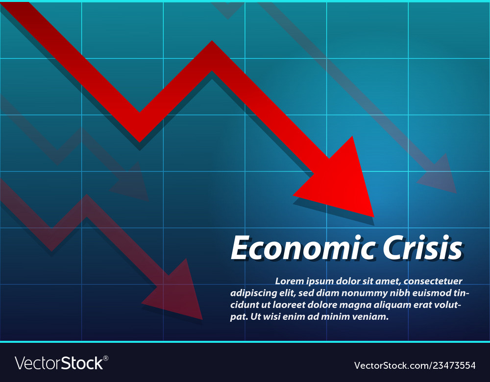 Arrow down economic crisis background