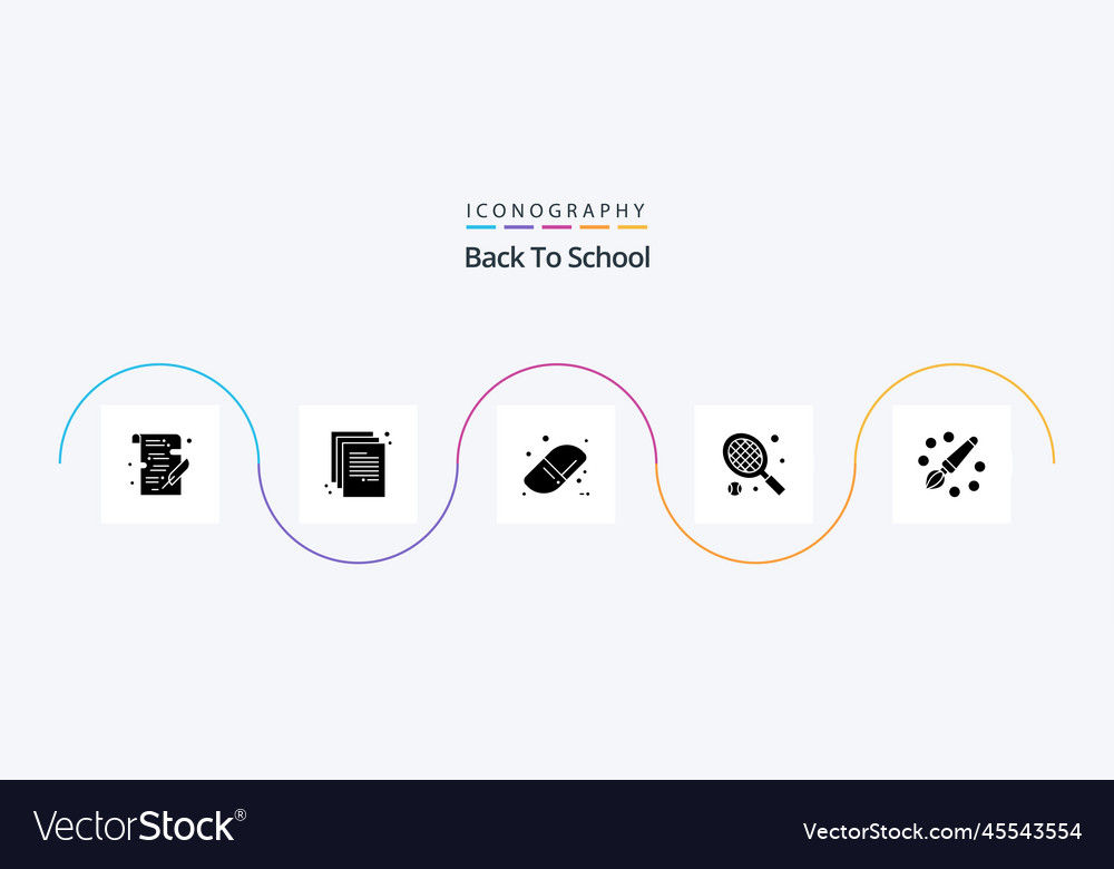 Back to school glyph 5 icon pack including