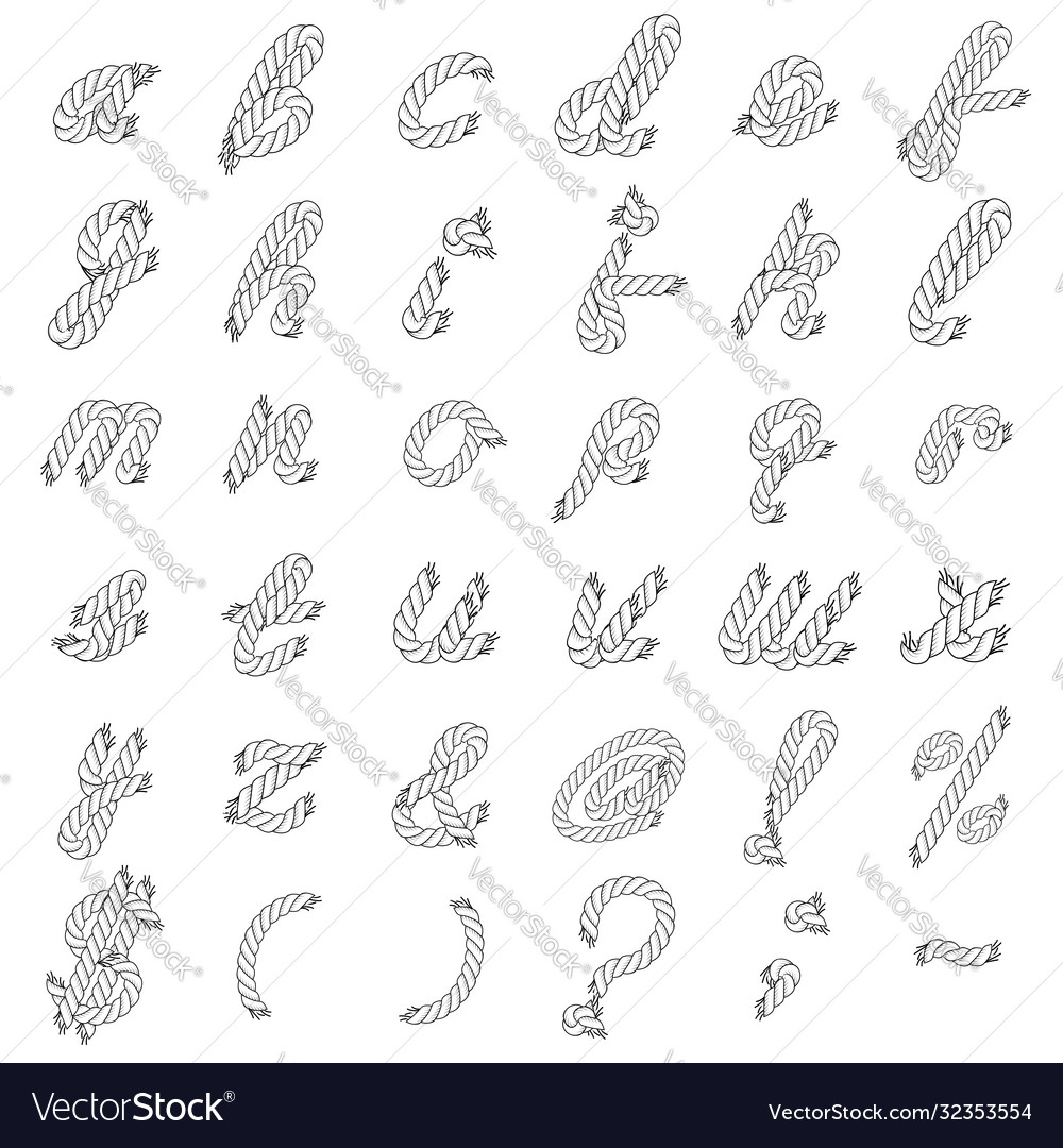 Black and white rope alphabet