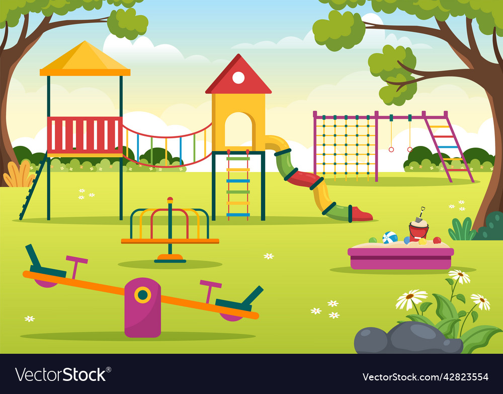 Children playground with swings slide climbing Vector Image