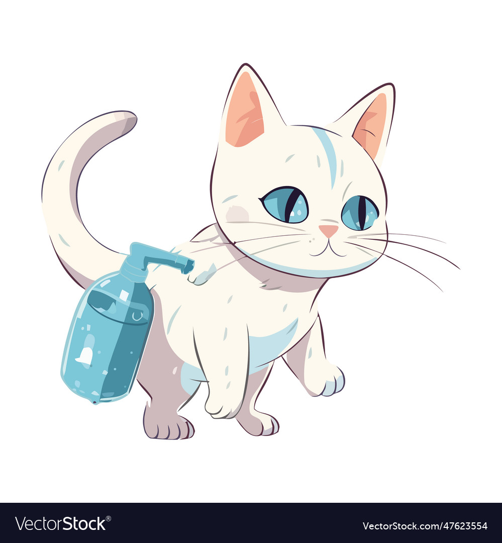 Cute white kitten sitting Royalty Free Vector Image