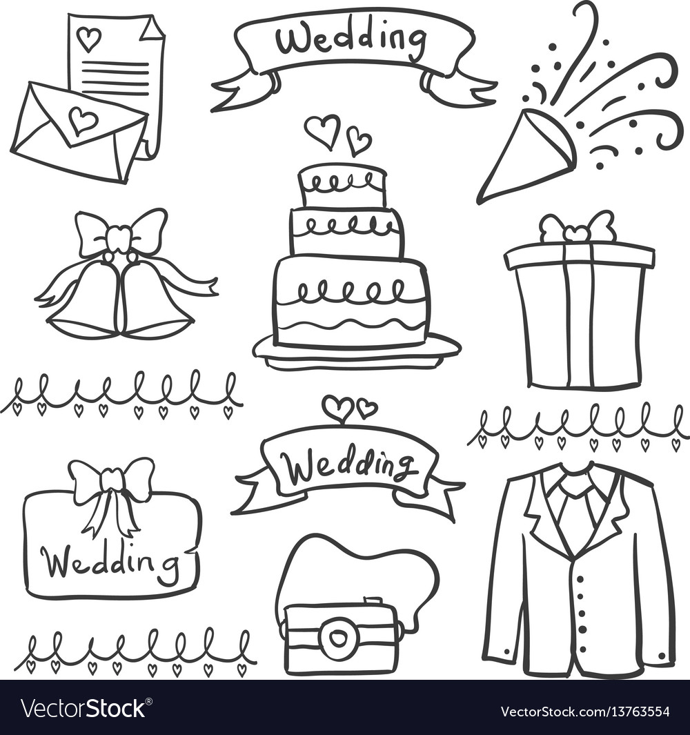 Doodle of wedding hand draw style