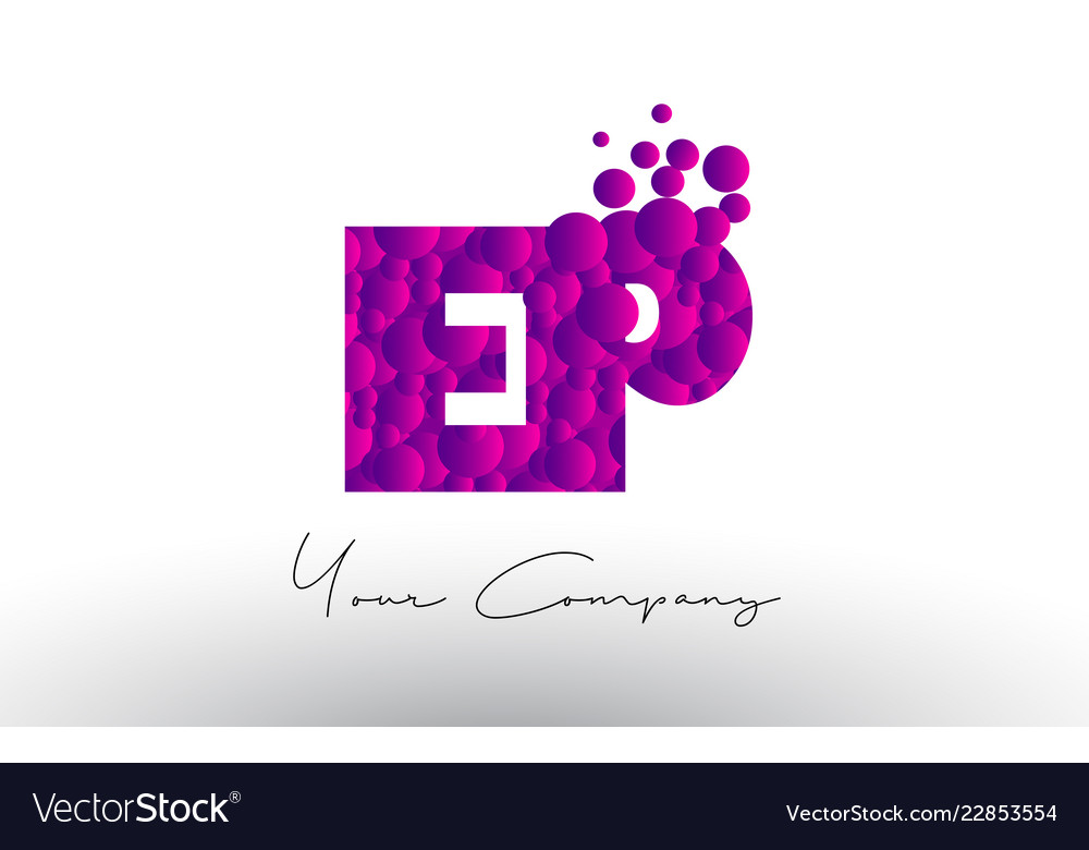 Ep e p dots letter logo with purple bubbles