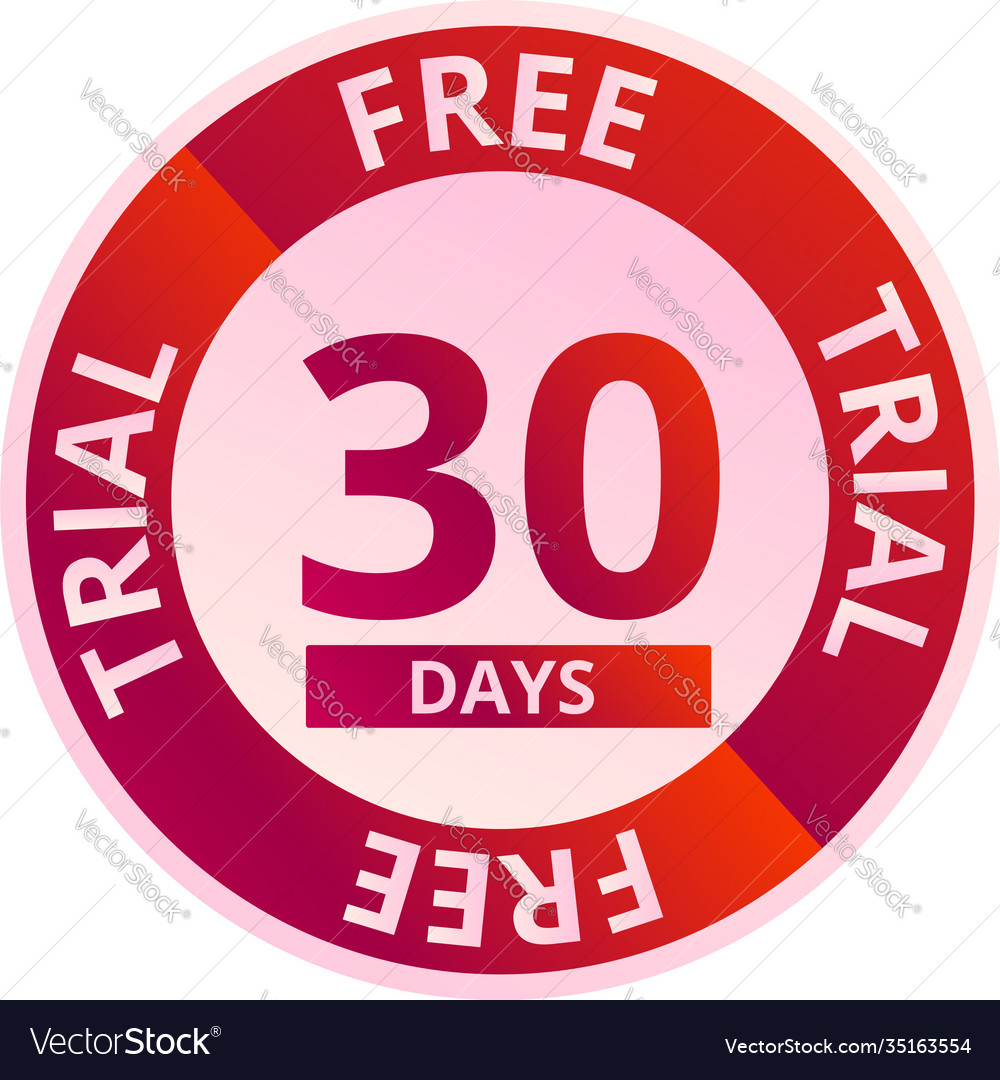 Free Trial 30 Days Icon Cartoon Style Royalty Free Vector