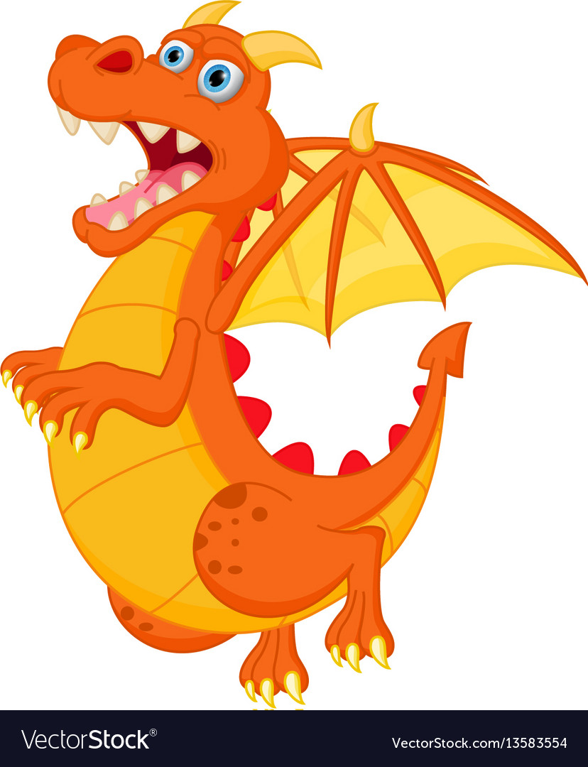 Happy red dragon cartoon Royalty Free Vector Image