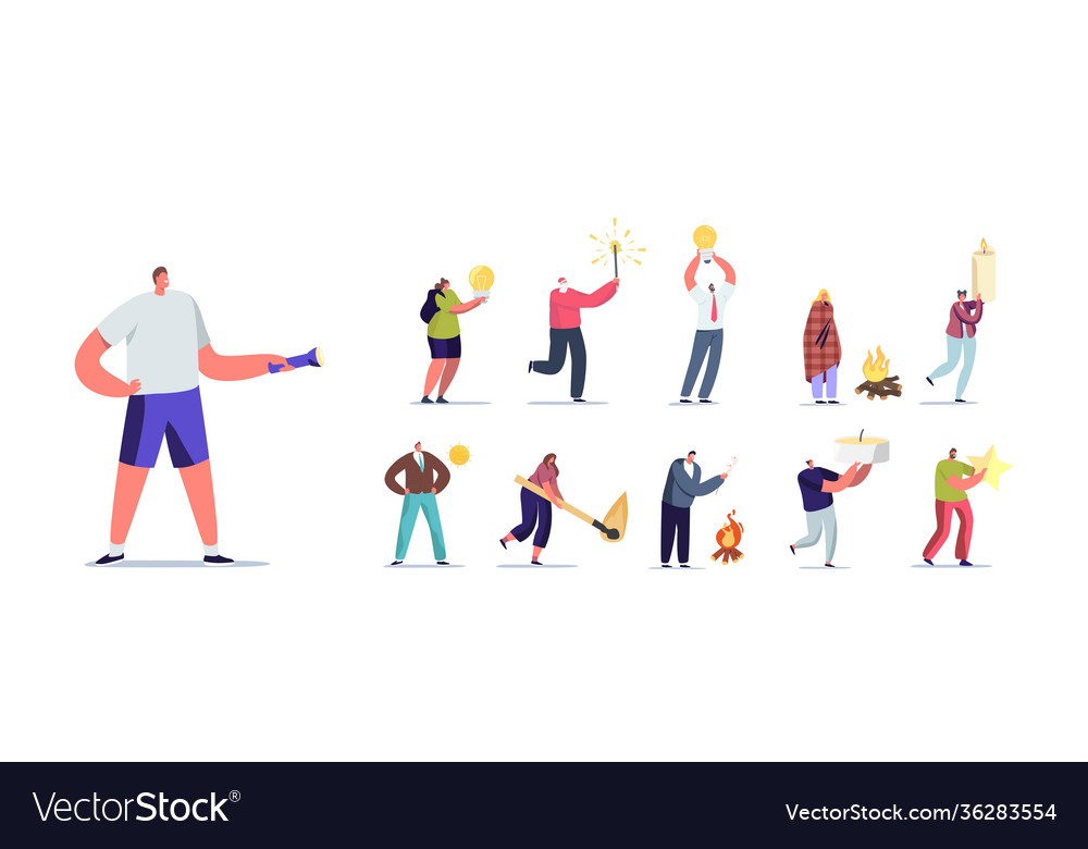 Set people with different lights tiny male and Vector Image