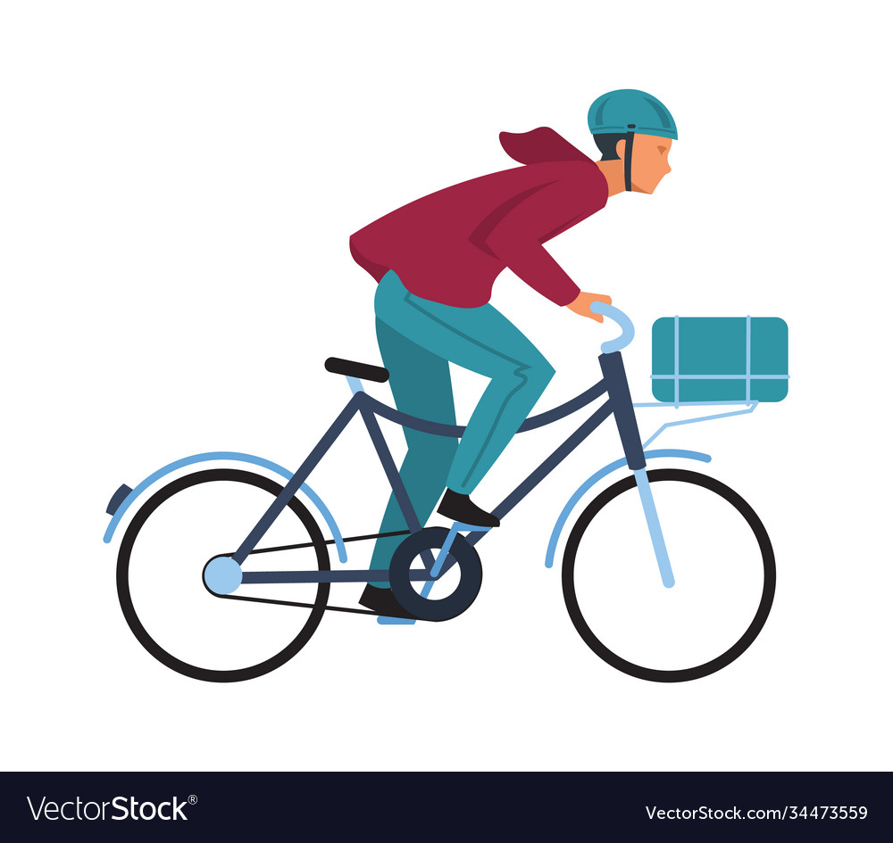 Cartoon man on bicycle simple character in casual Vector Image