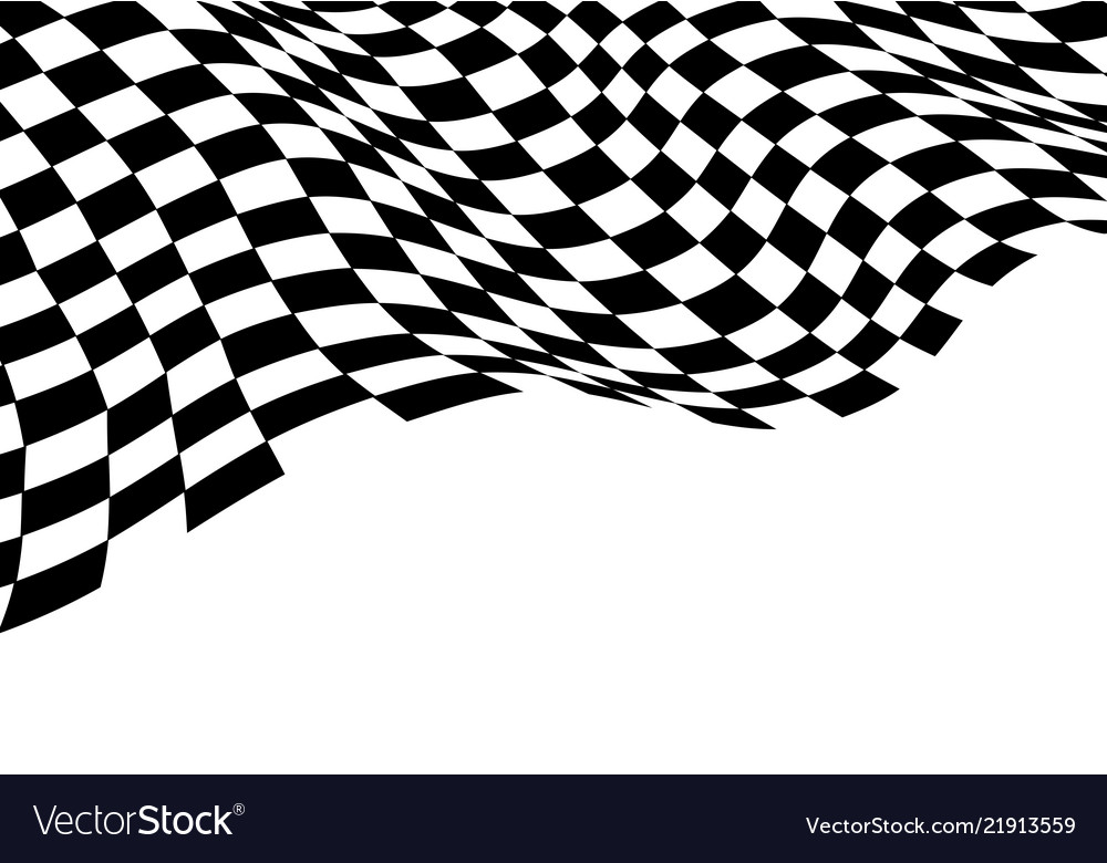 Checkered Flag Wave Monochrome Black White Vector Image