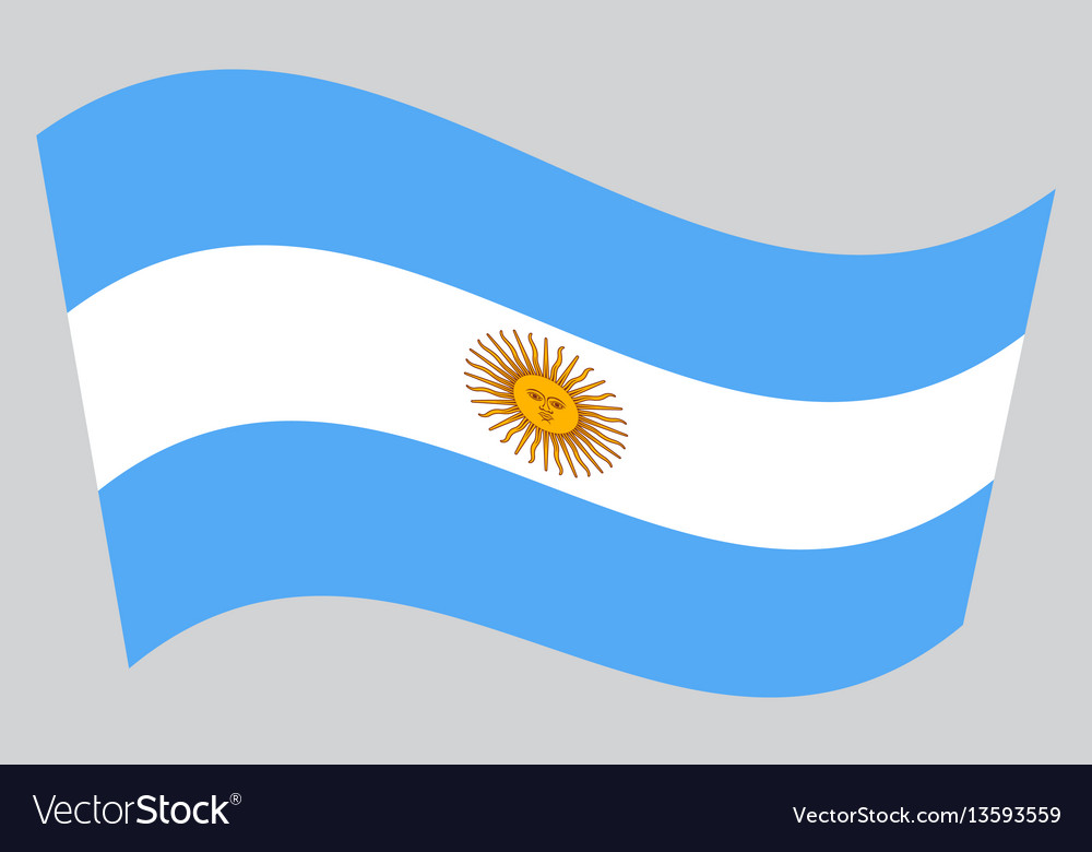 Flag of argentina waving on gray background Vector Image