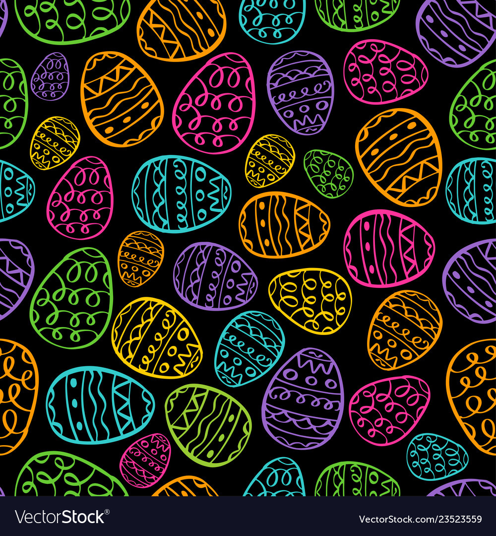 Happy easter background eggs cartoon doodle