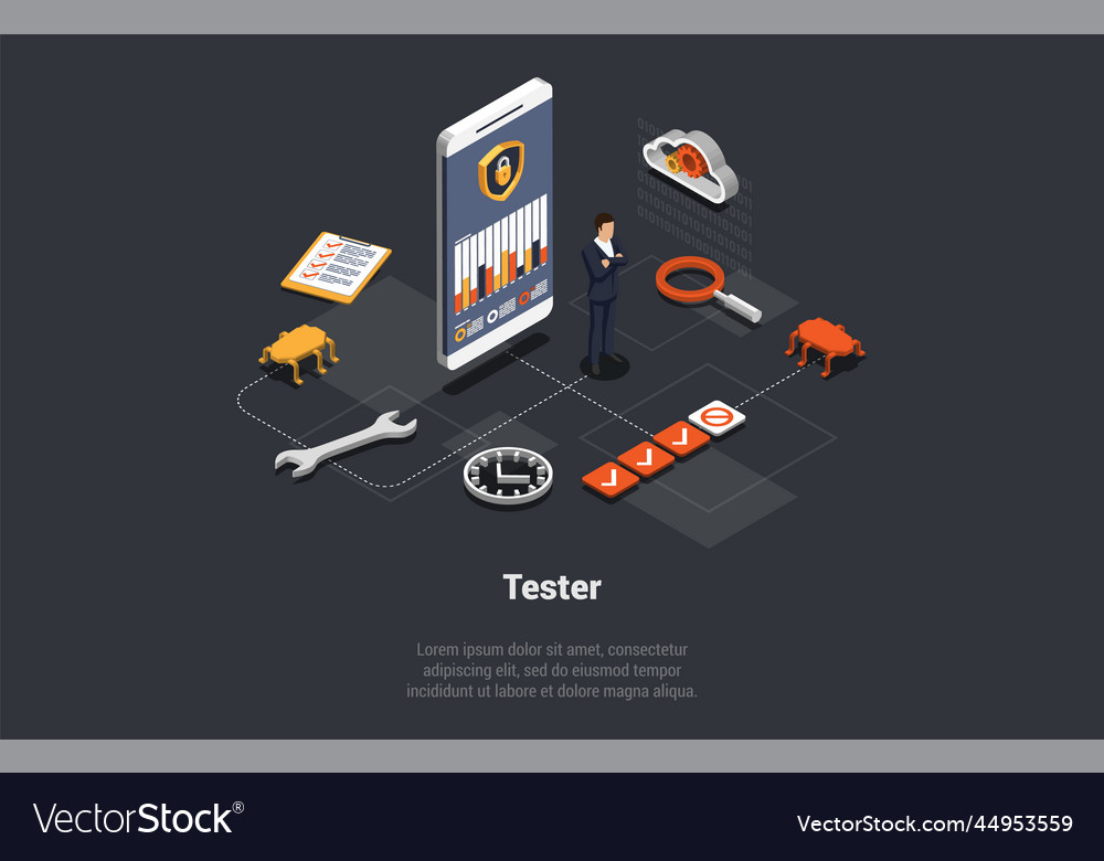 Software engineer job tester testing Royalty Free Vector