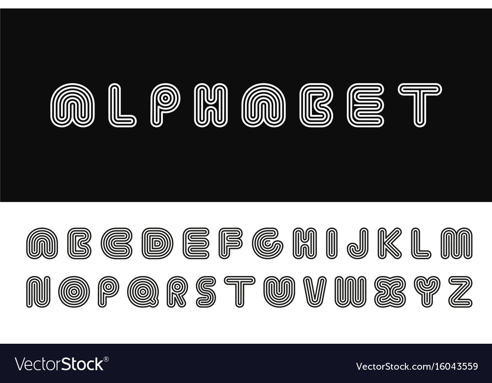 Striped English Alphabet Linear Font Royalty Free Vector 4978