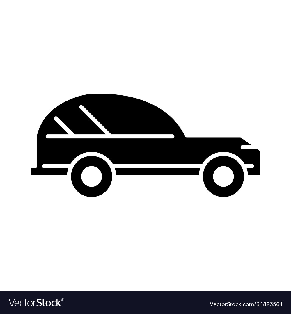 Car transport side view line icon on white Vector Image