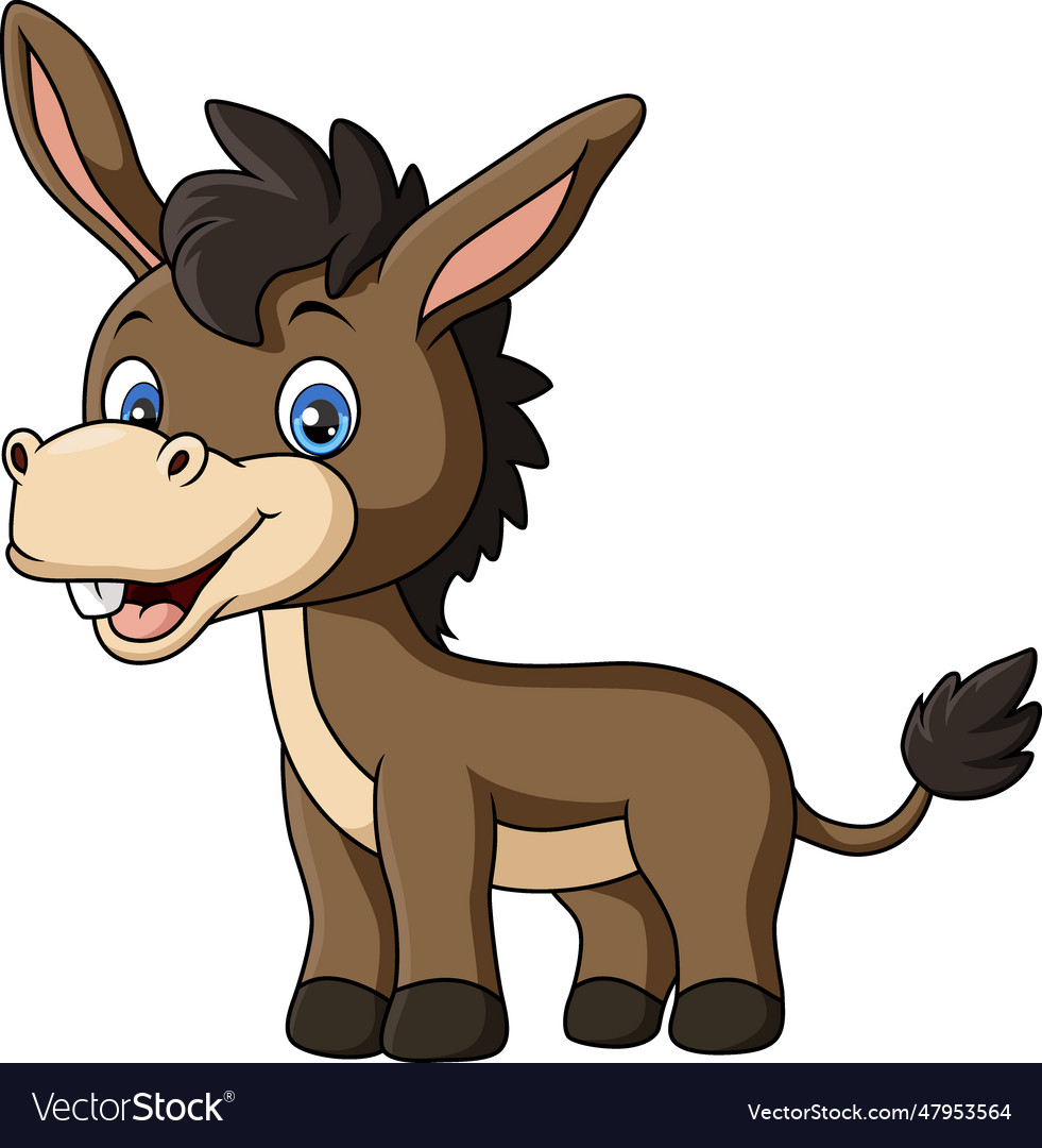 Cute baby donkey cartoon cute baby donkey cartoon Vector Image