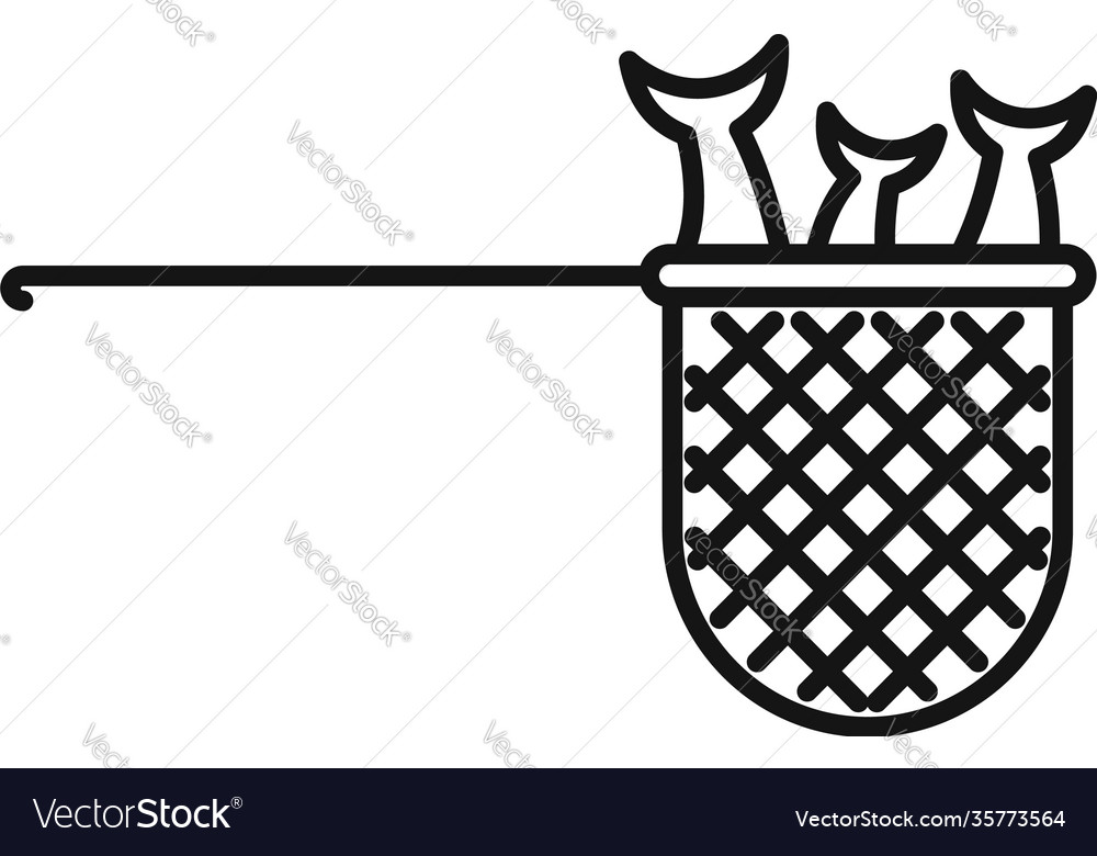 Fish catch net icon outline style Royalty Free Vector Image