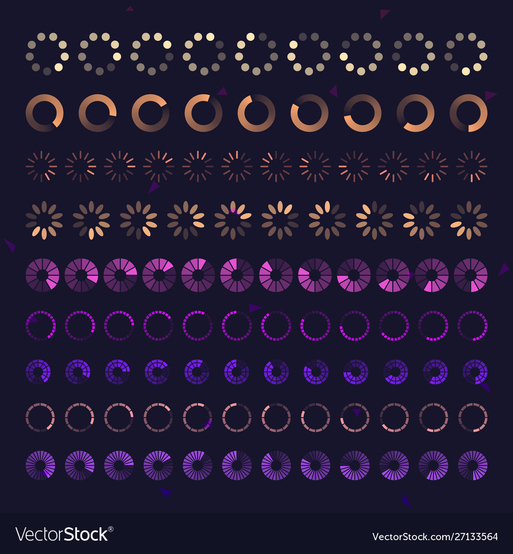 Futuristic progress loading bar icons set