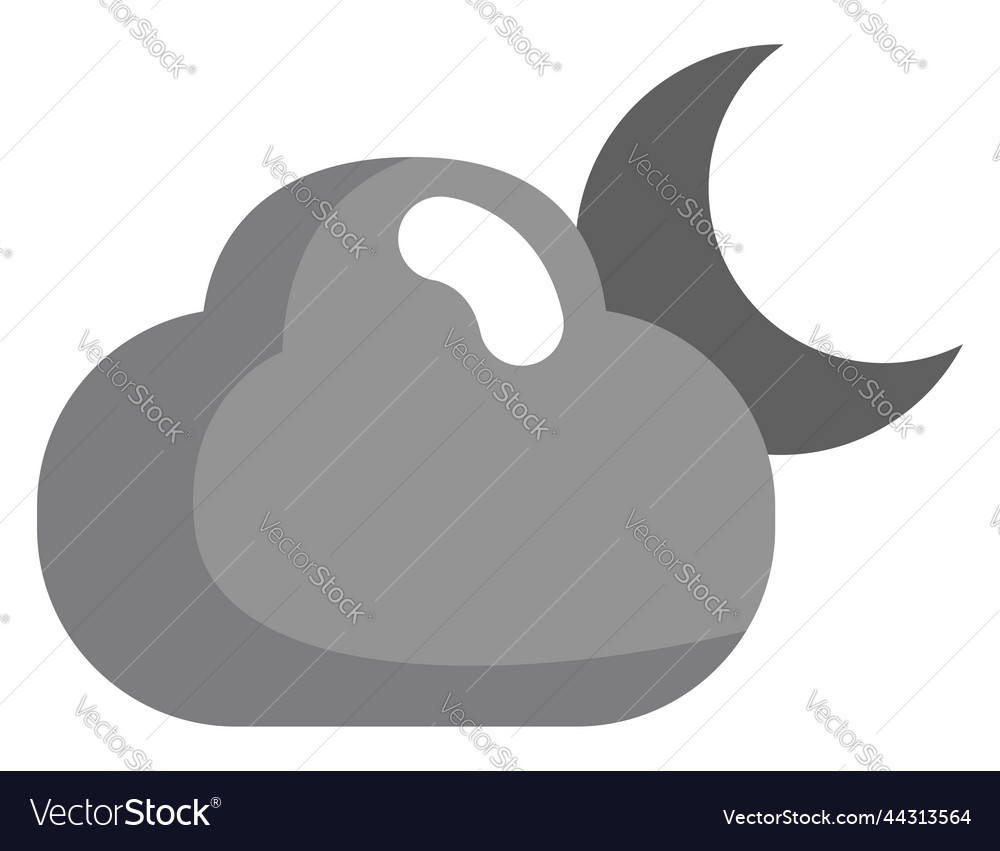 Grey clouds with moon on a white background