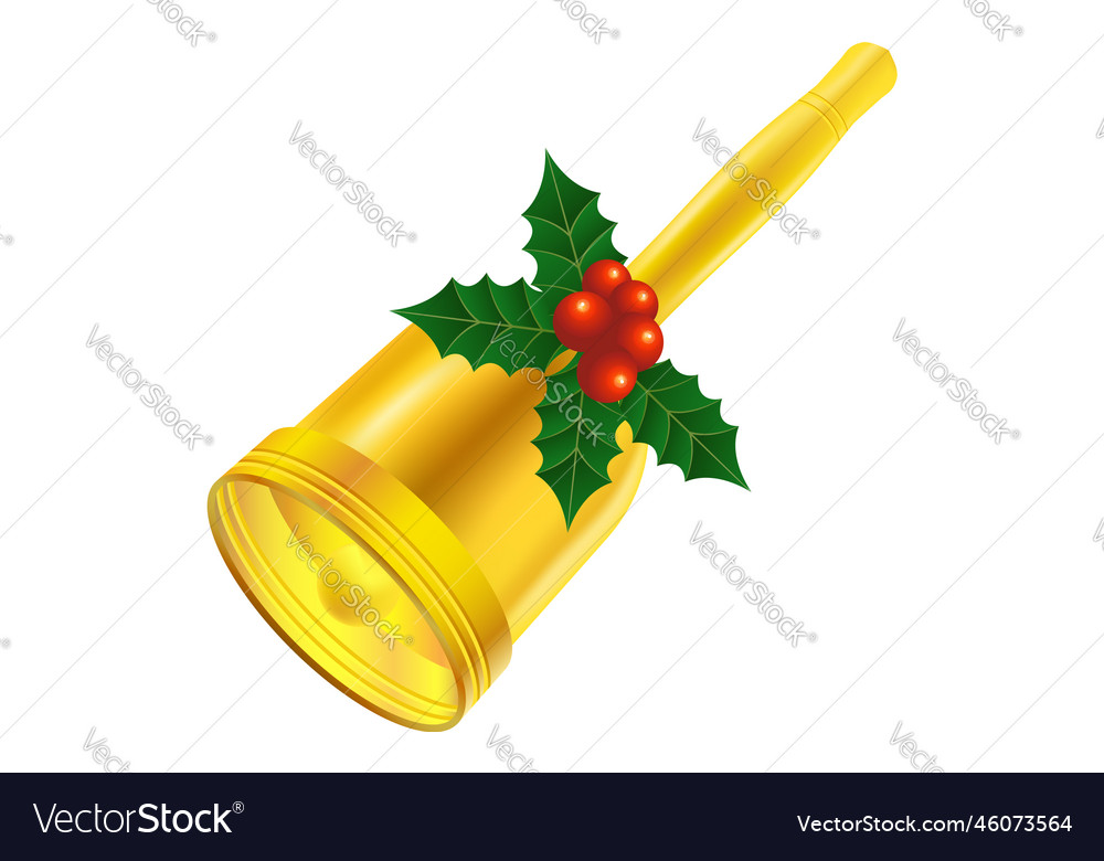 Handbells with holly and red berries music bells Vector Image