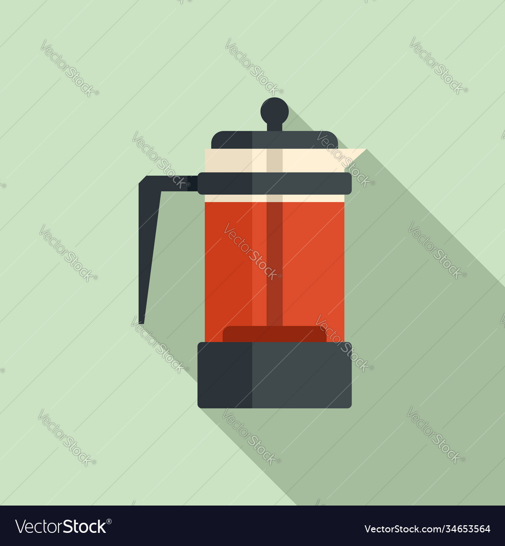 Tea press pot icon flat style Royalty Free Vector Image