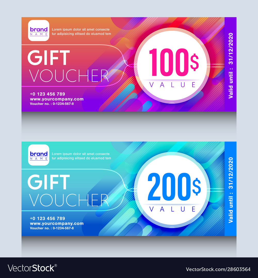 Vibrant colorful gift voucher certificate coupon Vector Image