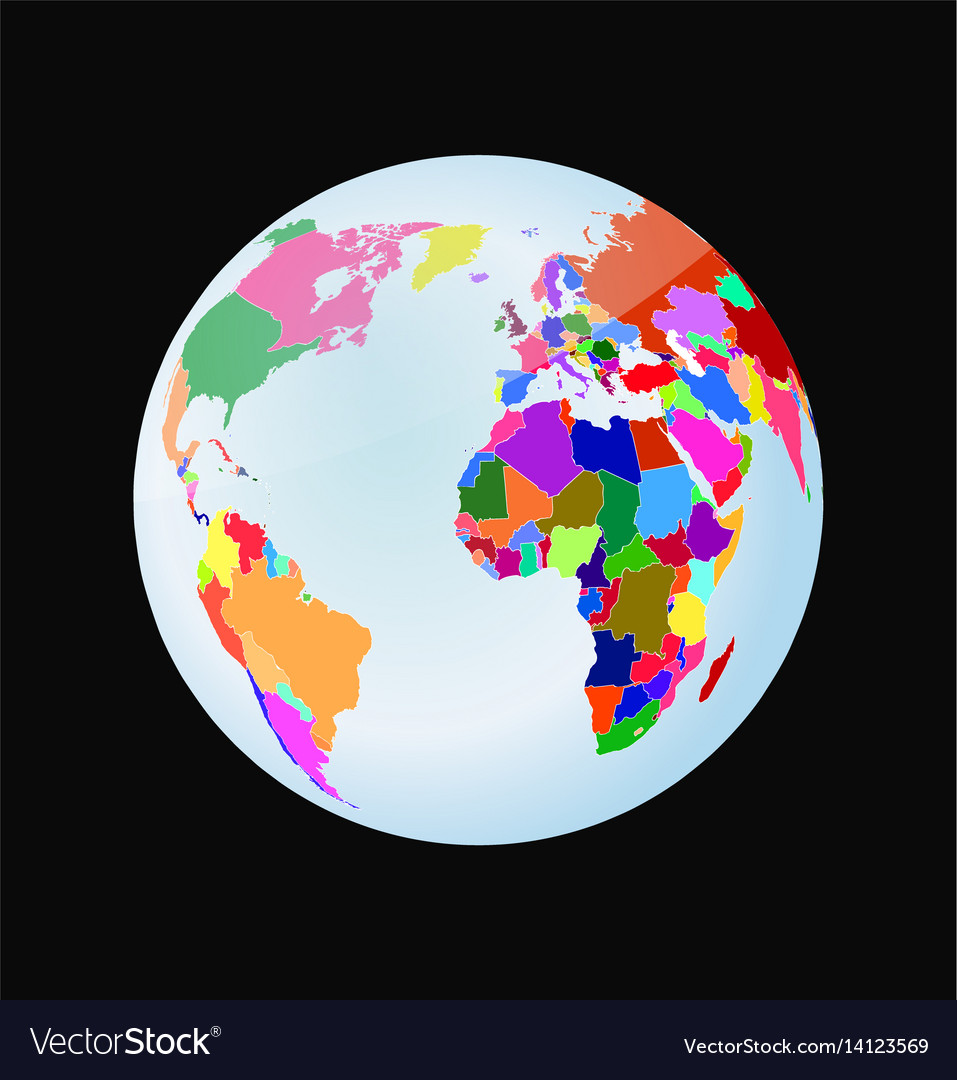 World Political Map On Globe 3D Globe With Political World Map Royalty Free Vector Image