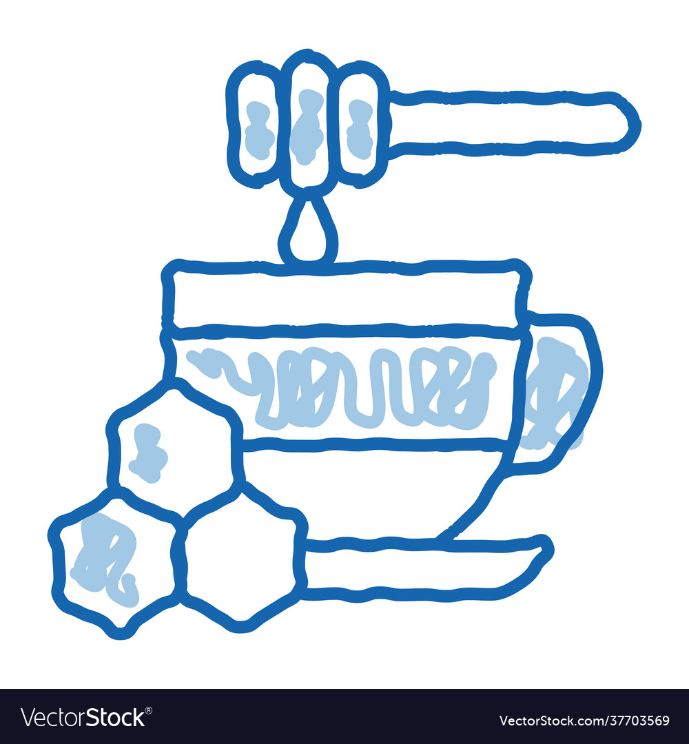 Hinzufügen von Honig zu Tasse Tee Doodle Icon Hand gezogen