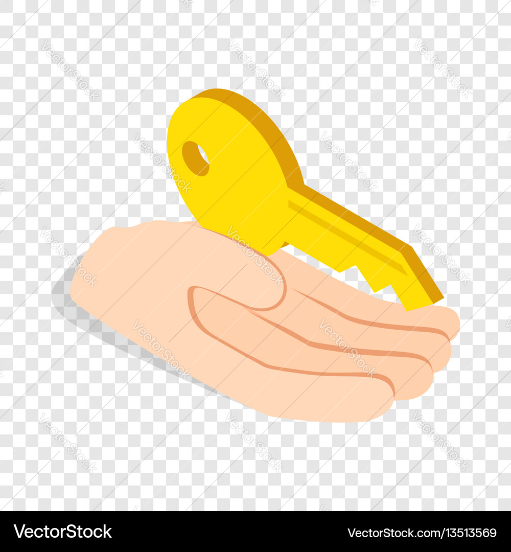 Hand holds key isometric icon Royalty Free Vector Image