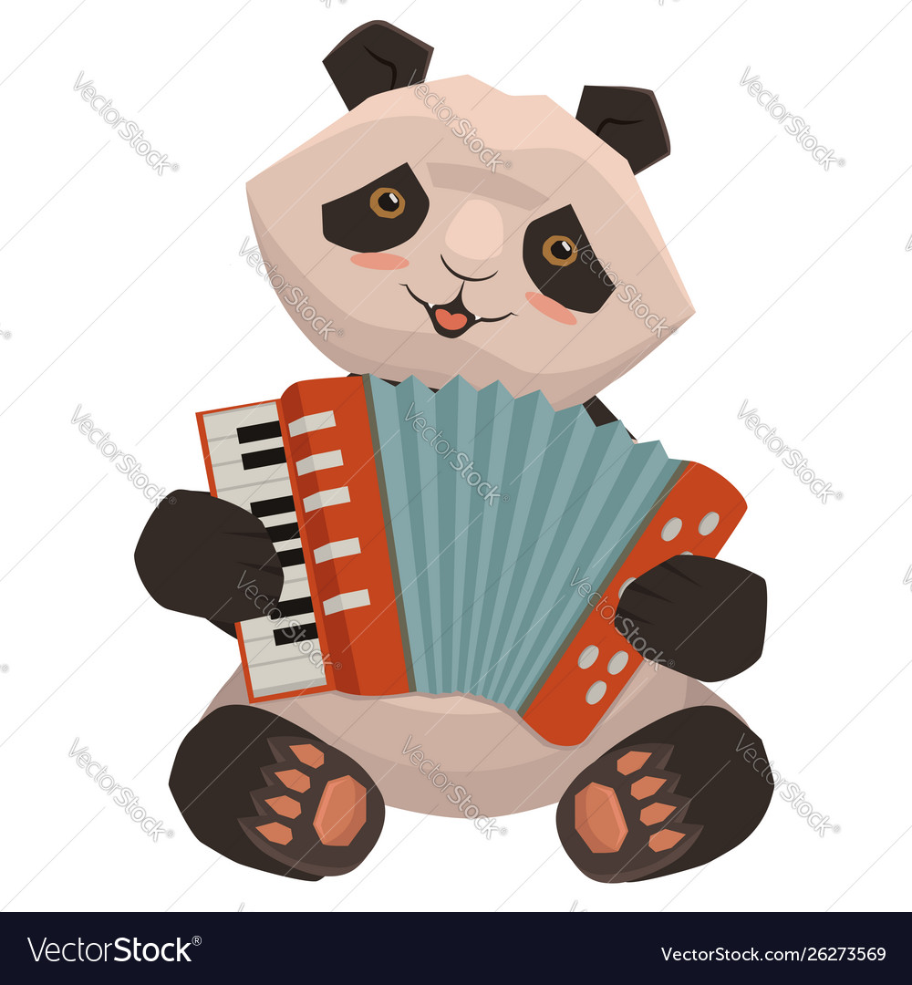 Panda plays accordion cartoon image isolated