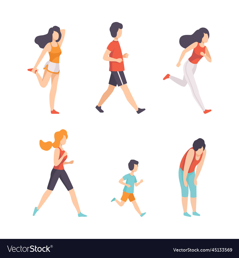 People running and jogging doing sport Royalty Free Vector