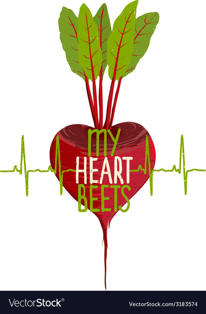 Beetroot Heart Shape Motivational Vegetable Vector Image