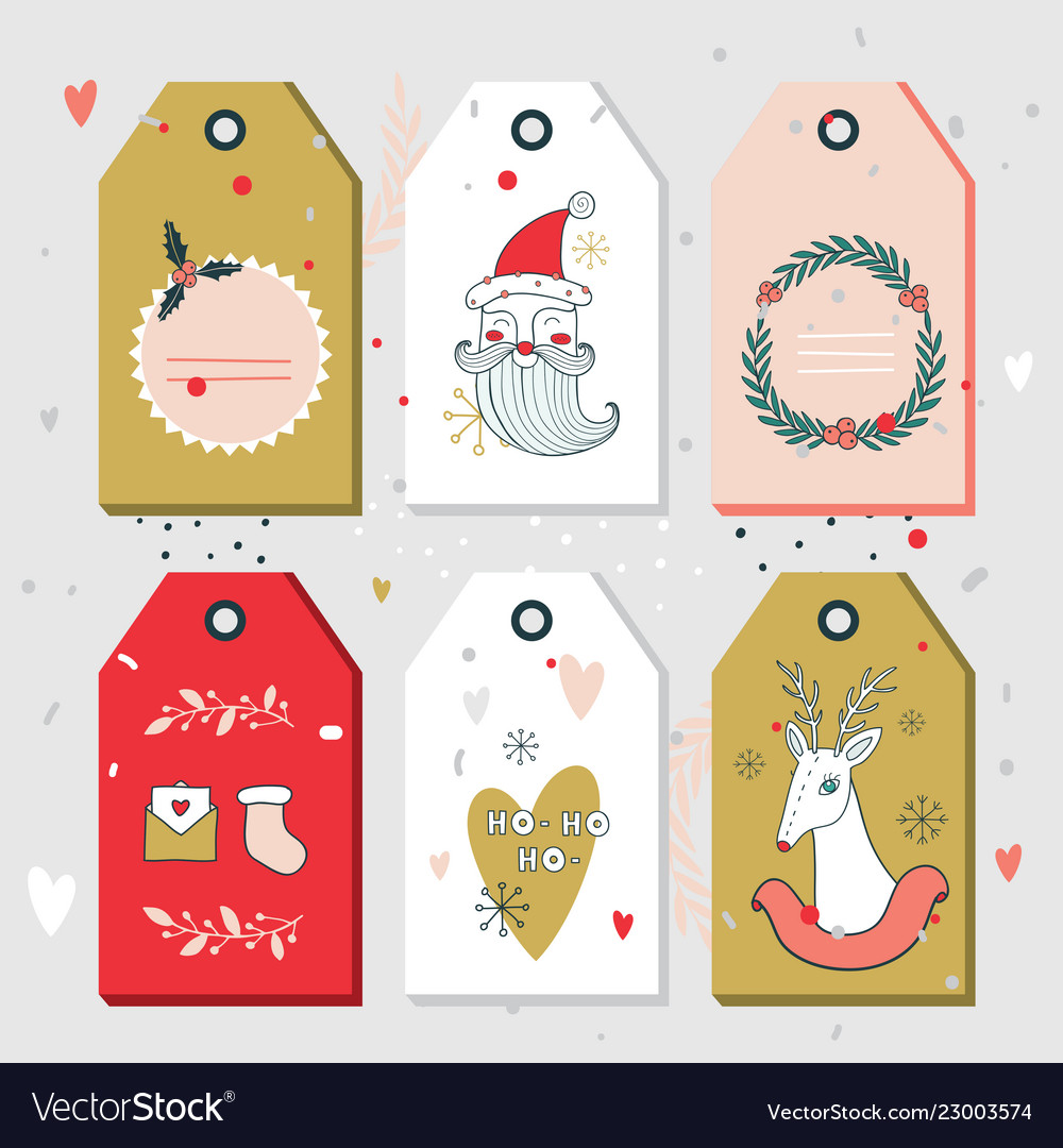 Christmas new year gift tags collection Royalty Free Vector