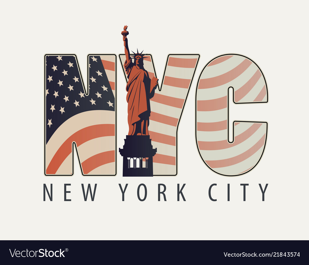 Letters nyc with image american flag Royalty Free Vector