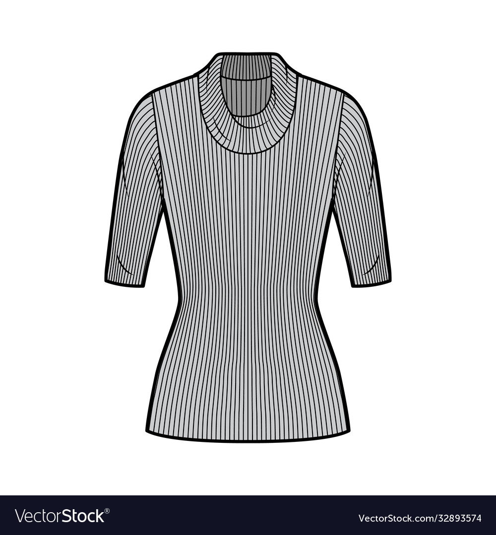 Ribbed cowl turtleneck knit sweater technical Vector Image