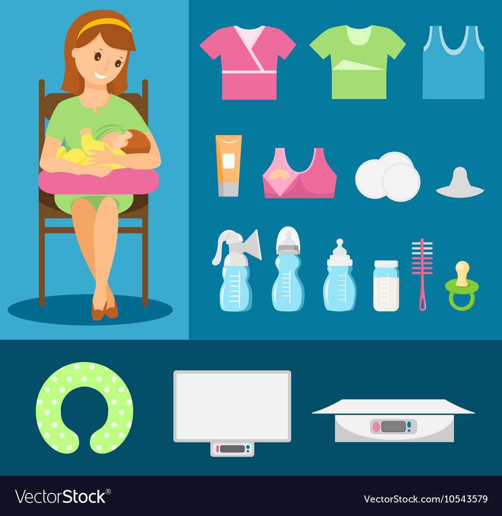 Baby Feeding On A Pillow For Feeding Royalty Free Vector
