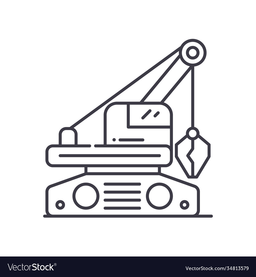 Bulldozer image icon linear isolated