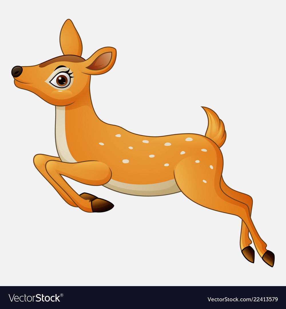 Cartoon funny deer running Royalty Free Vector Image