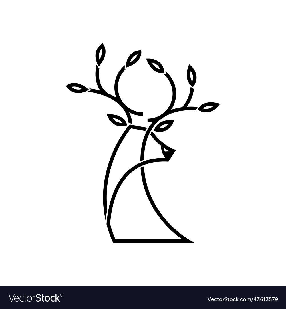 Deer leaf lineart logo design vector image Deer leaf lineart logo design